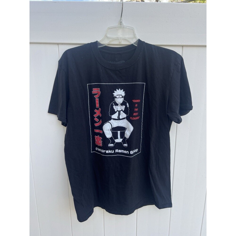 Naruto Shippuden T-shirt Womens Large Ichiraku Ramen Shop Black Short Sleeve